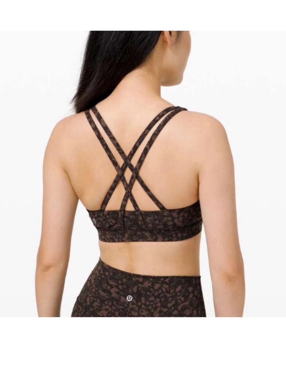 lululemon athletica Crisscross Floral-Print Sports Bra - Brown